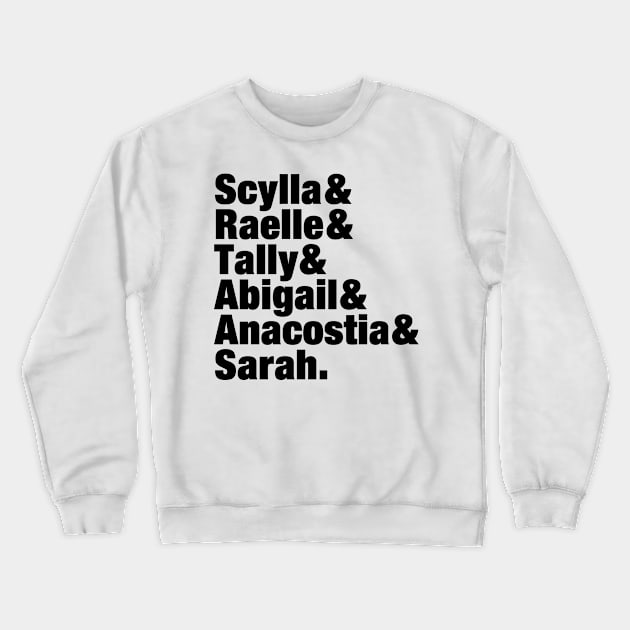 Motherland: Fort Salem - Character Names - Black Font Crewneck Sweatshirt by VikingElf